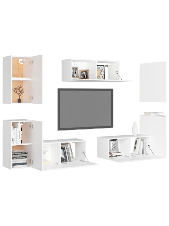 7dílný set TV skříněk bílý kompozitní dřevo