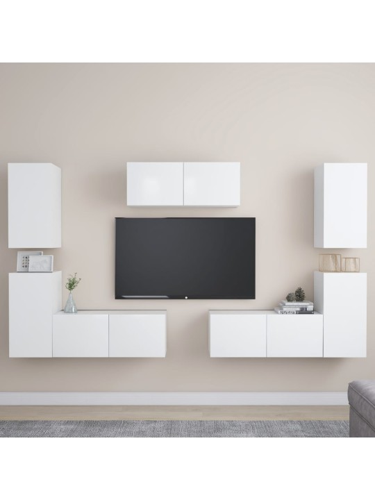7dílný set TV skříněk bílý kompozitní dřevo