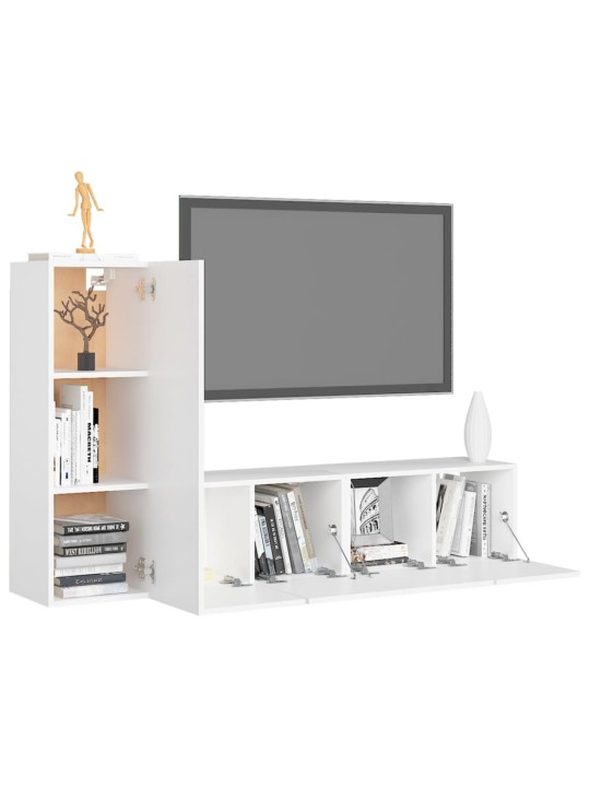 3dílný set TV skříněk bílý kompozitní dřevo