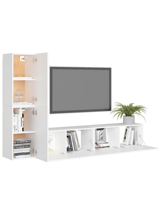 4dílný set TV skříněk bílý kompozitní dřevo
