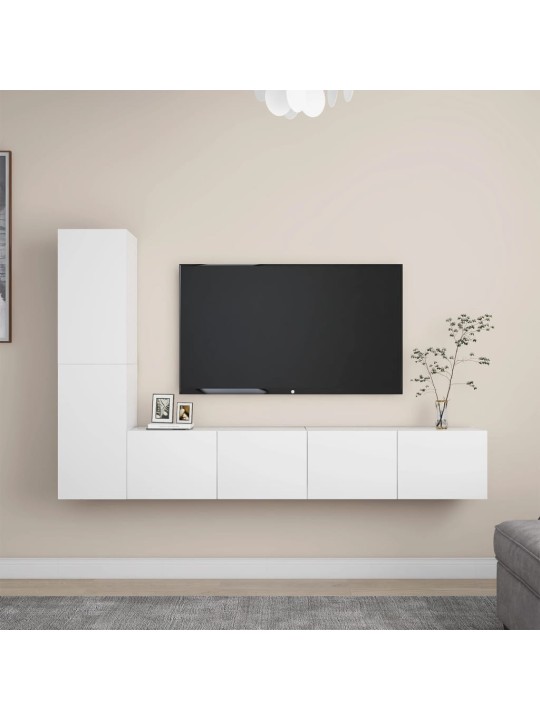 4dílný set TV skříněk bílý kompozitní dřevo