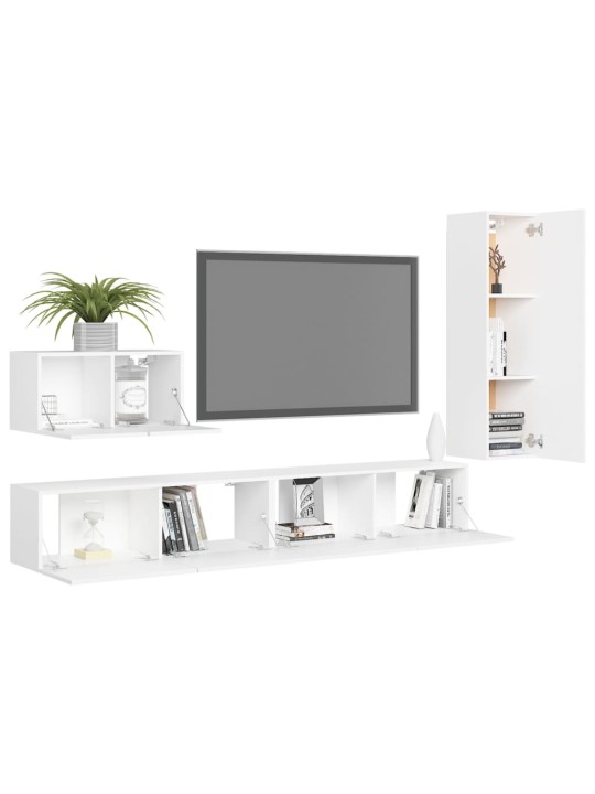 4dílný set TV skříněk bílý kompozitní dřevo