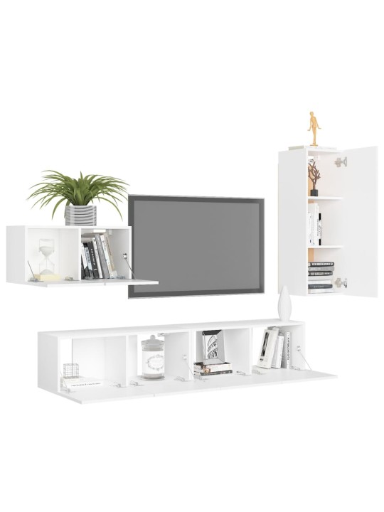4dílný set TV skříněk bílý kompozitní dřevo