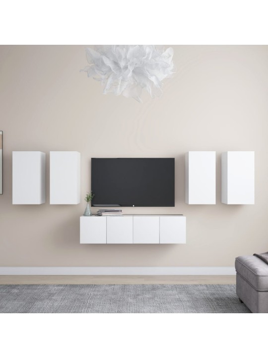 6dílný set TV skříněk bílý kompozitní dřevo