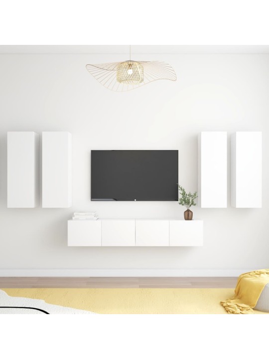 6dílný set TV skříněk bílý kompozitní dřevo