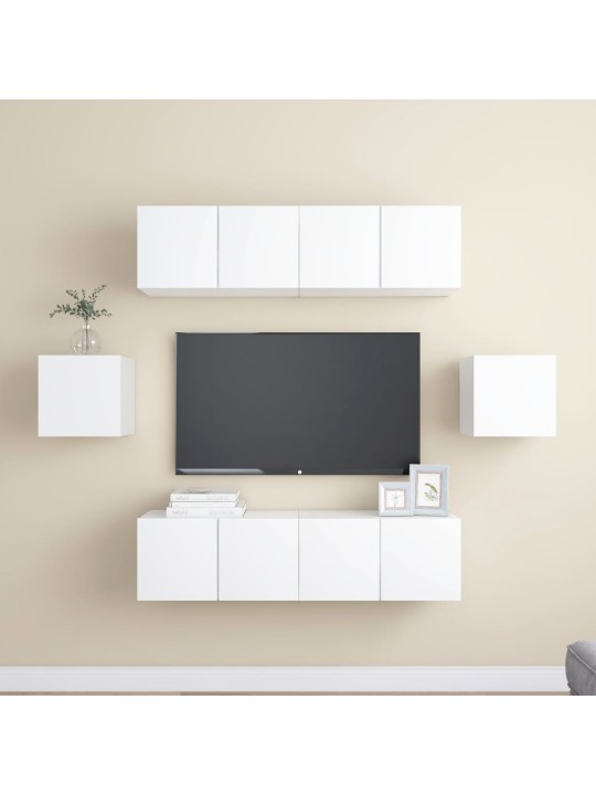 6dílný set TV skříněk bílý kompozitní dřevo
