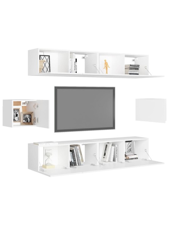 6dílný set TV skříněk bílý kompozitní dřevo