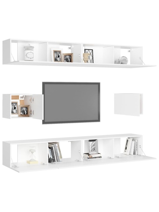 6dílný set TV skříněk bílý kompozitní dřevo