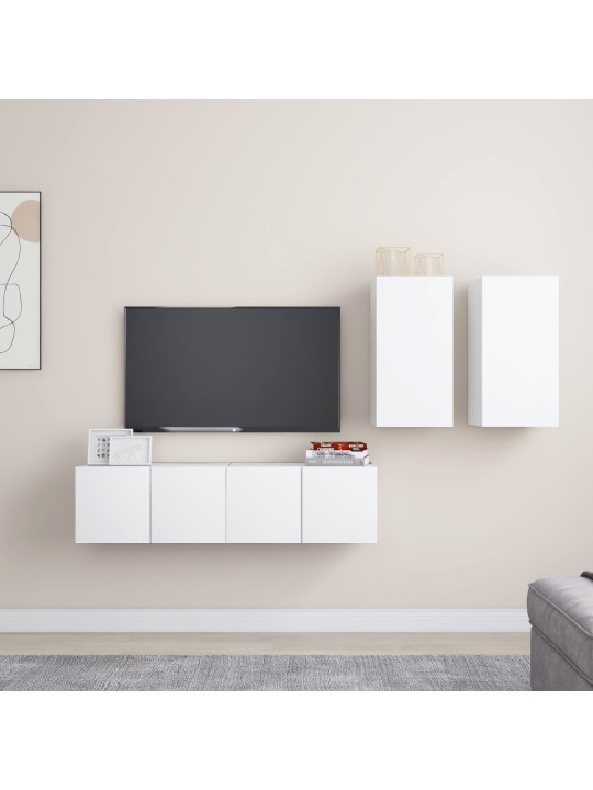4dílný set TV skříněk bílý kompozitní dřevo
