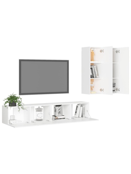 4dílný set TV skříněk bílý kompozitní dřevo