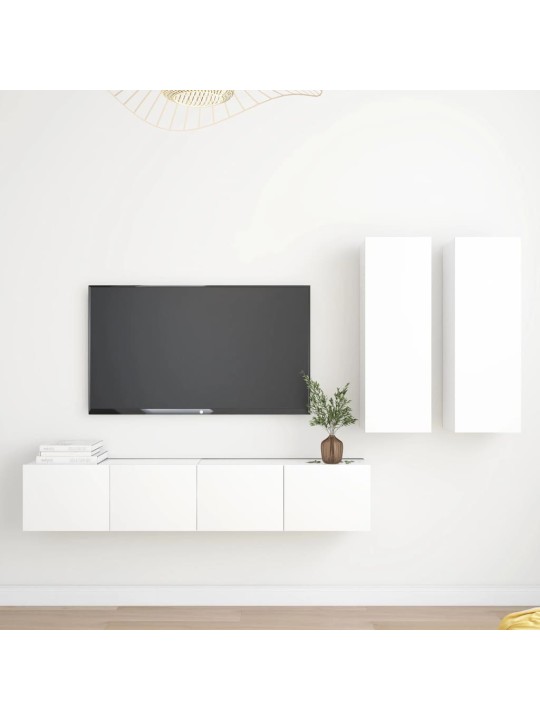 4dílný set TV skříněk bílý kompozitní dřevo