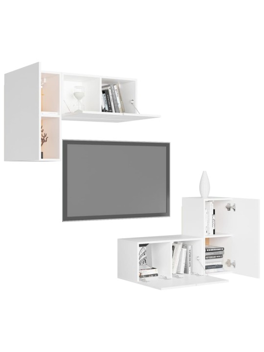 4dílný set TV skříněk bílý kompozitní dřevo