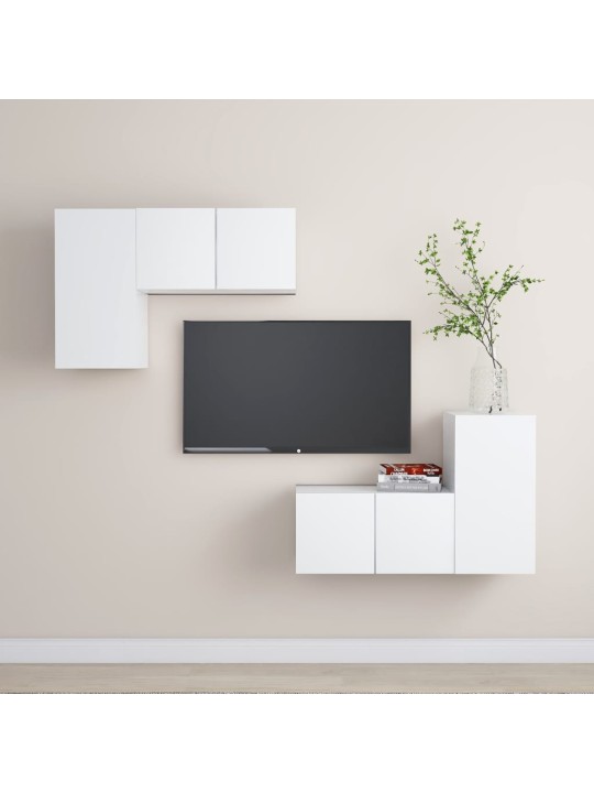 4dílný set TV skříněk bílý kompozitní dřevo
