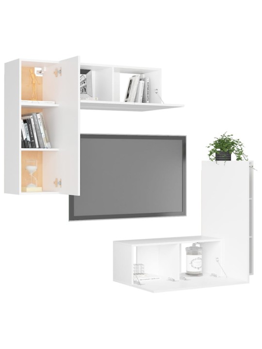 4dílný set TV skříněk bílý kompozitní dřevo
