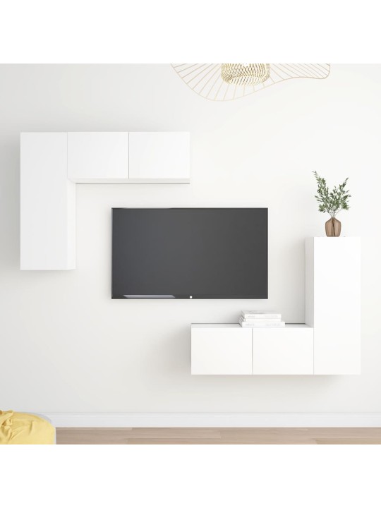 4dílný set TV skříněk bílý kompozitní dřevo