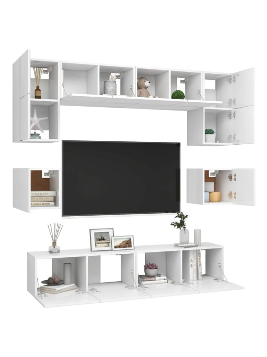 8dílný set TV skříněk bílý kompozitní dřevo