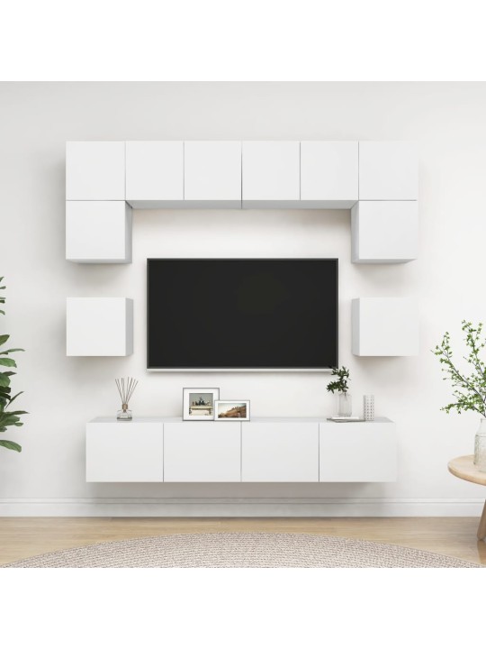 8dílný set TV skříněk bílý kompozitní dřevo