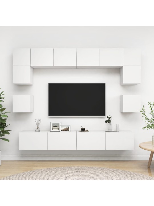 8dílný set TV skříněk bílý kompozitní dřevo