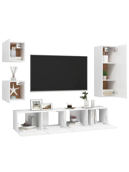 5dílný set TV skříněk bílý kompozitní dřevo