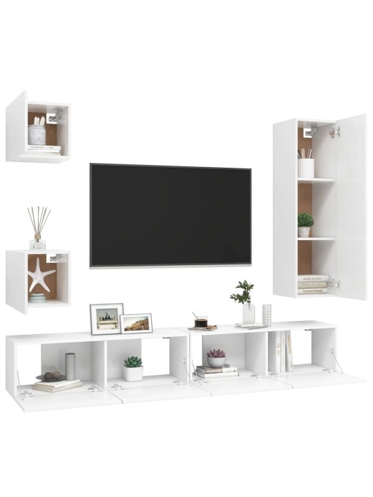 5dílný set TV skříněk bílý kompozitní dřevo