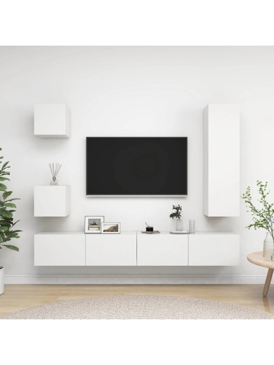 5dílný set TV skříněk bílý kompozitní dřevo