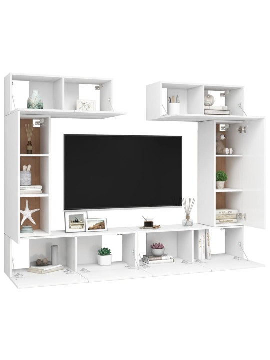 6dílný set TV skříněk bílý kompozitní dřevo