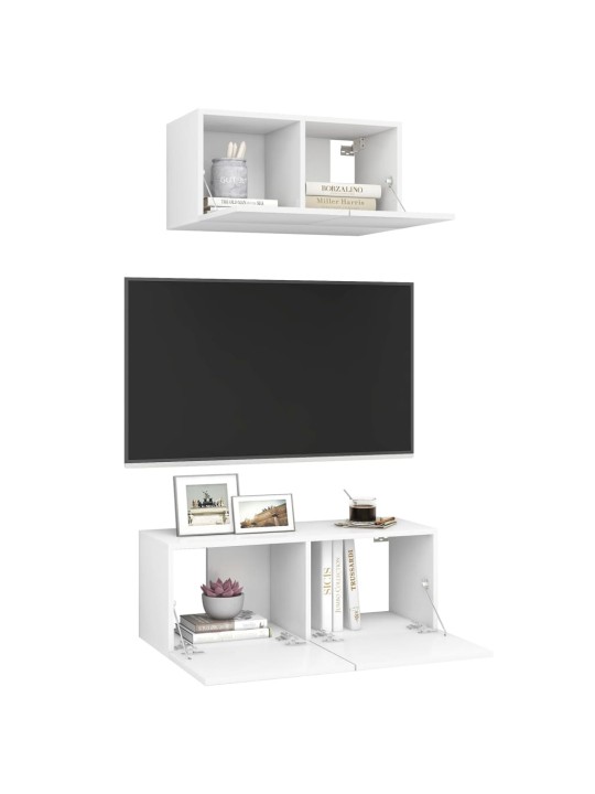 2dílný set TV skříněk bílý kompozitní dřevo