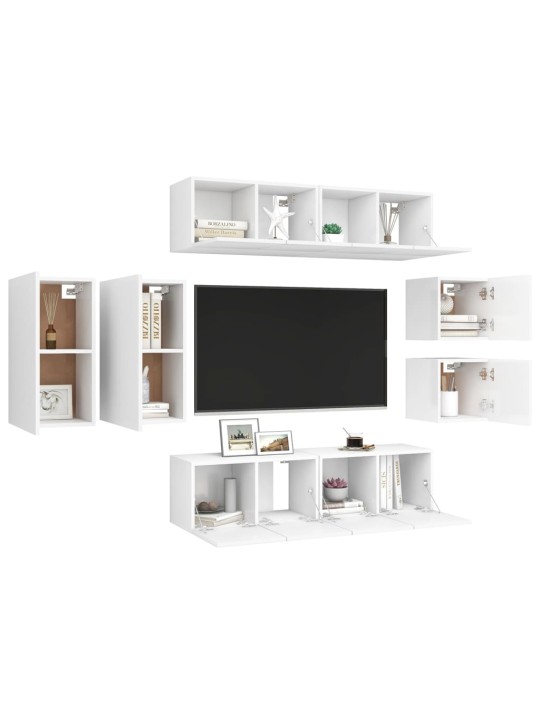8dílný set TV skříněk bílý kompozitní dřevo