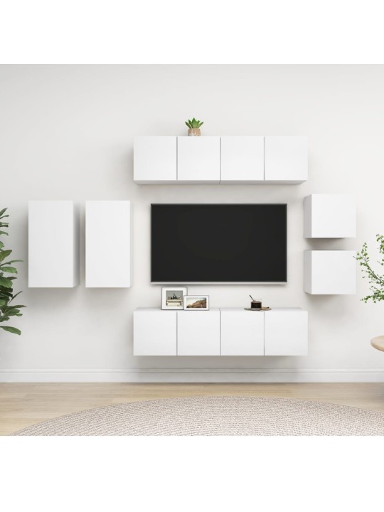 8dílný set TV skříněk bílý kompozitní dřevo