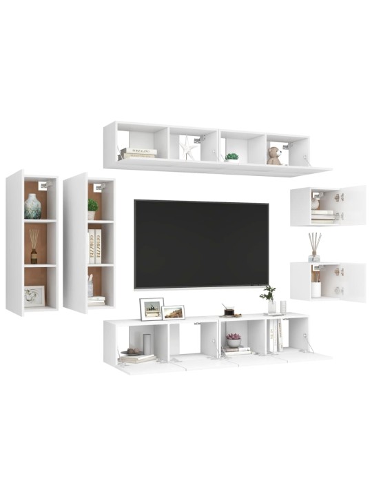8dílný set TV skříněk bílý kompozitní dřevo