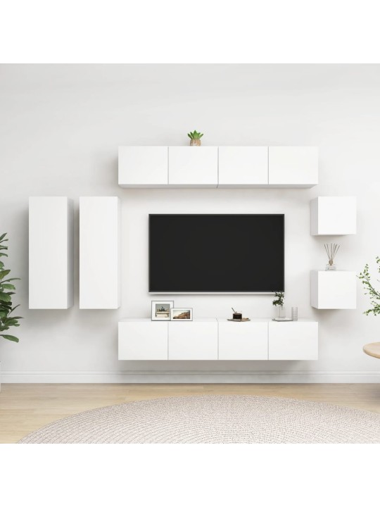 8dílný set TV skříněk bílý kompozitní dřevo