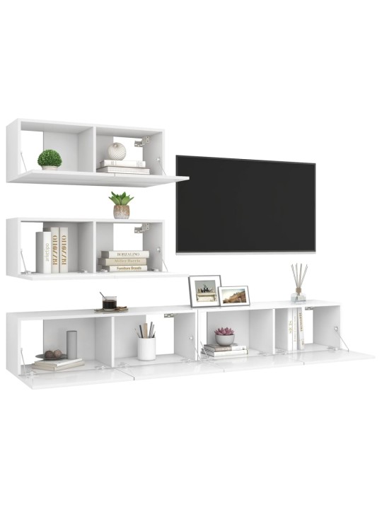 4dílný set TV skříněk bílý kompozitní dřevo