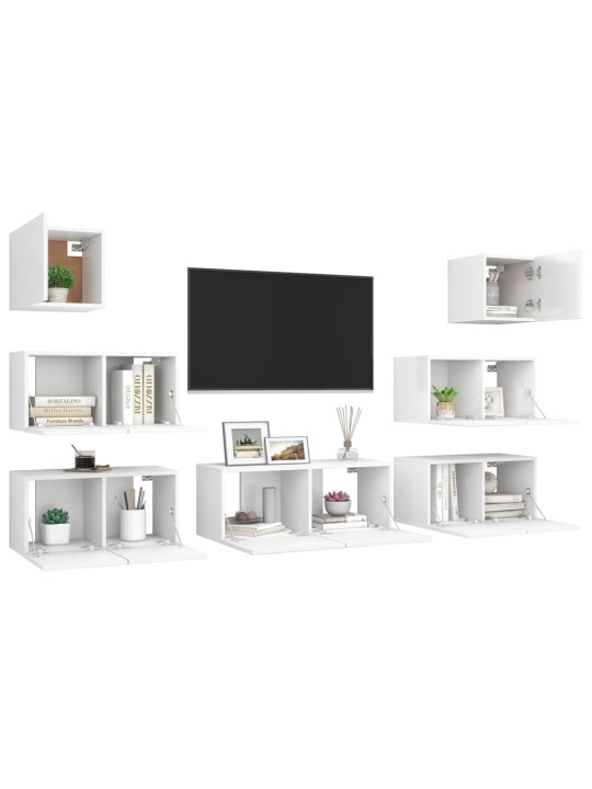 7dílný set TV skříněk bílý kompozitní dřevo