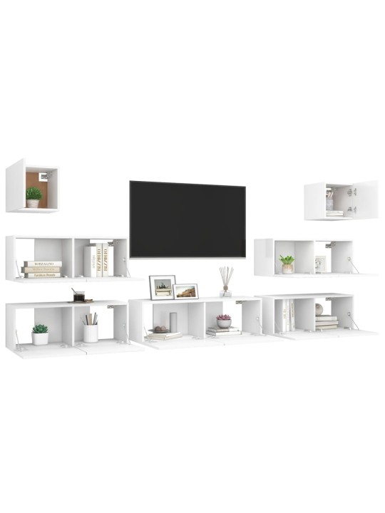 7dílný set TV skříněk bílý kompozitní dřevo