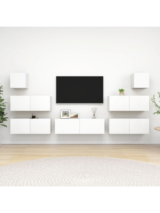 7dílný set TV skříněk bílý kompozitní dřevo