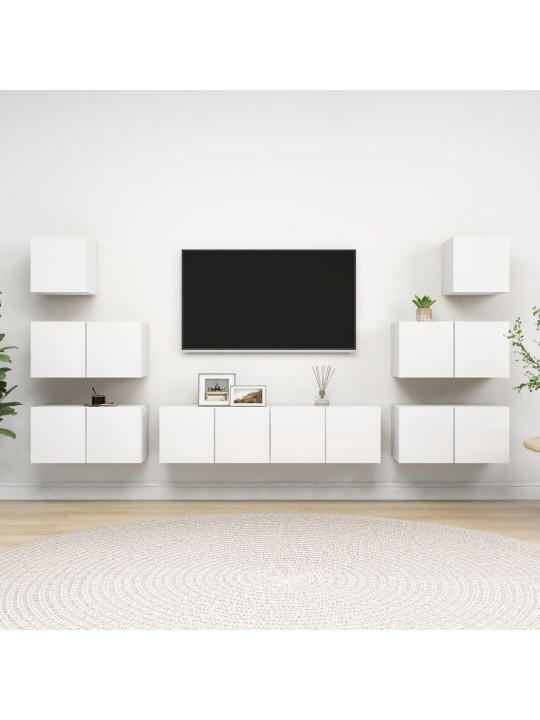 8dílný set TV skříněk bílý kompozitní dřevo