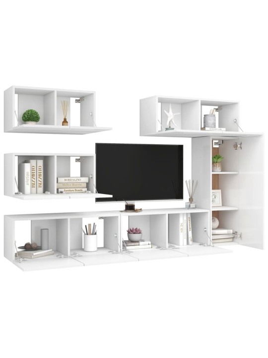 6dílný set TV skříněk bílý kompozitní dřevo
