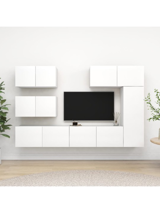 6dílný set TV skříněk bílý kompozitní dřevo