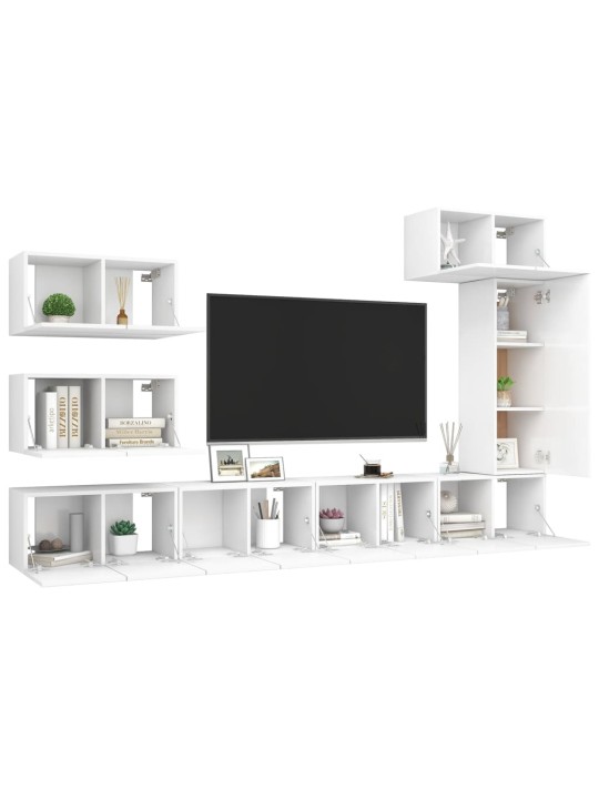 8dílný set TV skříněk bílý kompozitní dřevo