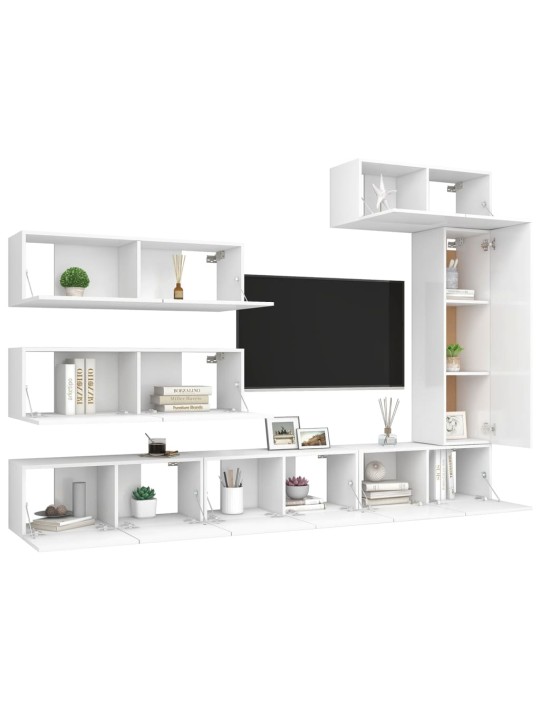 7dílný set TV skříněk bílý kompozitní dřevo