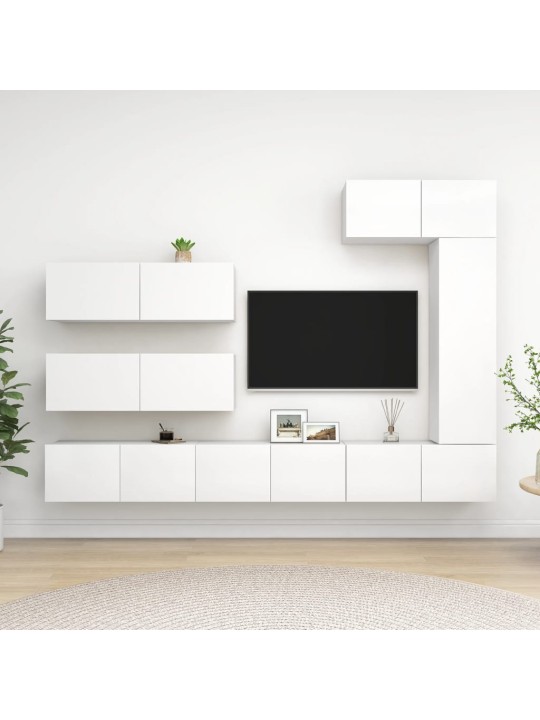 7dílný set TV skříněk bílý kompozitní dřevo