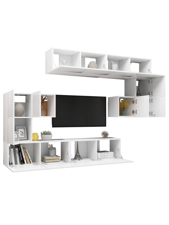 8dílný set TV skříněk bílý kompozitní dřevo