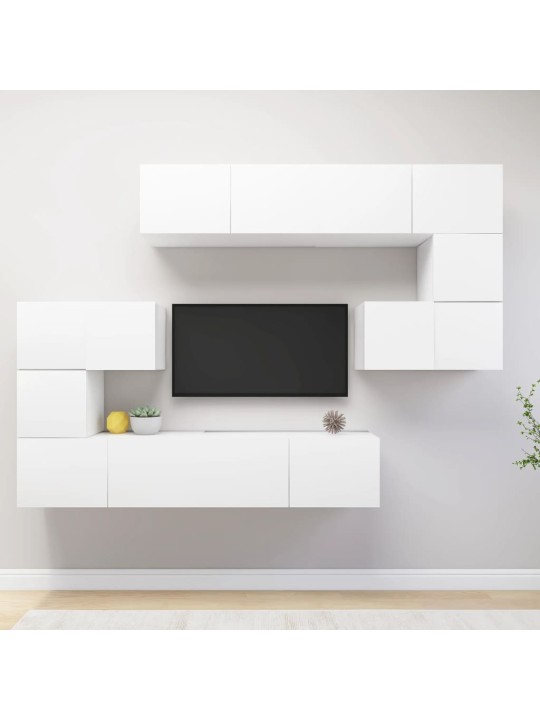 8dílný set TV skříněk bílý kompozitní dřevo