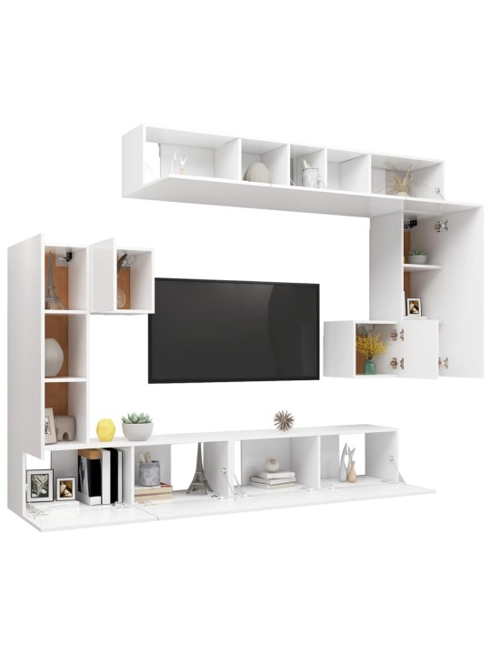 8dílný set TV skříněk bílý kompozitní dřevo