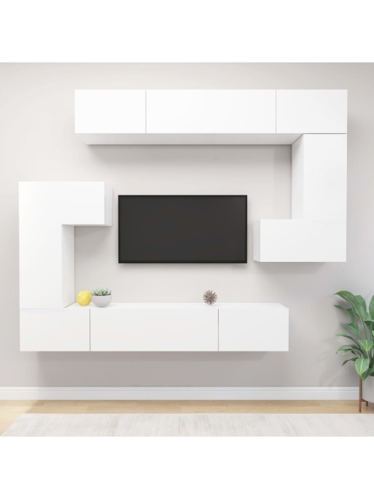 8dílný set TV skříněk bílý kompozitní dřevo