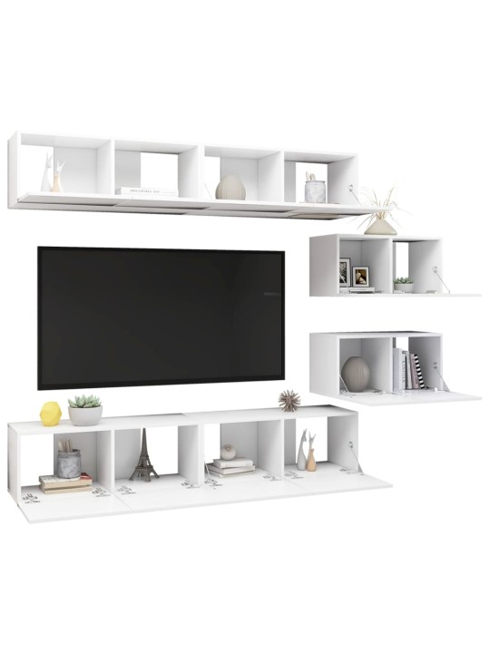 6dílný set TV skříněk bílý kompozitní dřevo