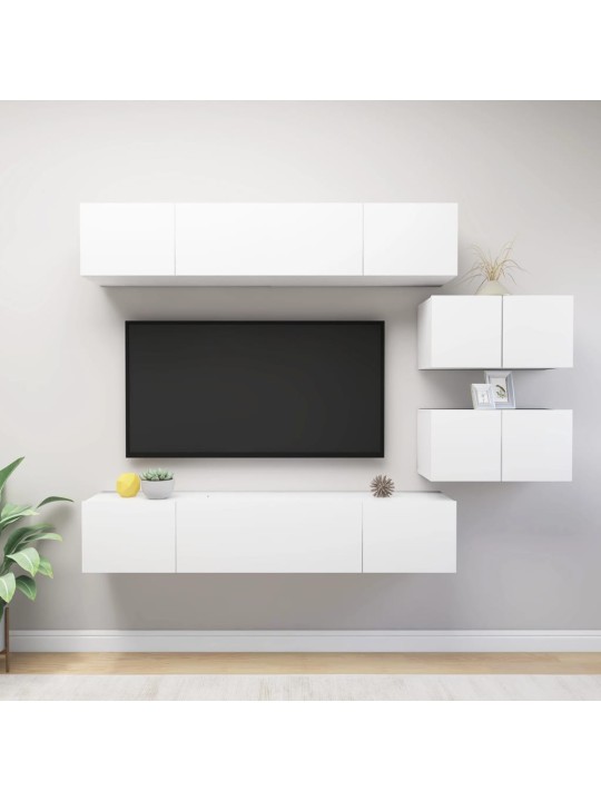 6dílný set TV skříněk bílý kompozitní dřevo