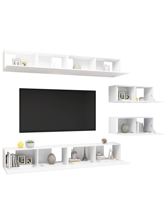 6dílný set TV skříněk bílý kompozitní dřevo