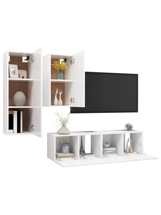 4dílný set TV skříněk bílý kompozitní dřevo