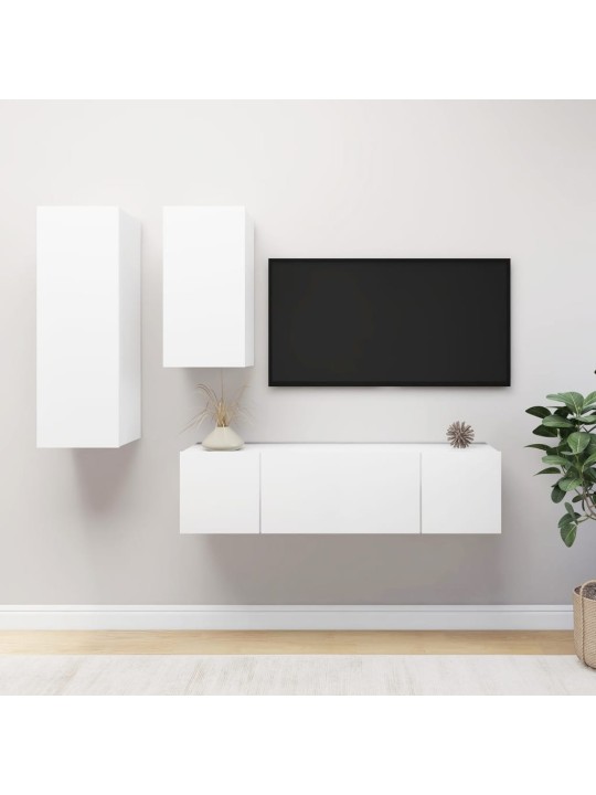 4dílný set TV skříněk bílý kompozitní dřevo